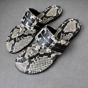 Tory Burch Leigh Snake Print Sandals | Size 9.5 | EUC | Box & Dust Bag